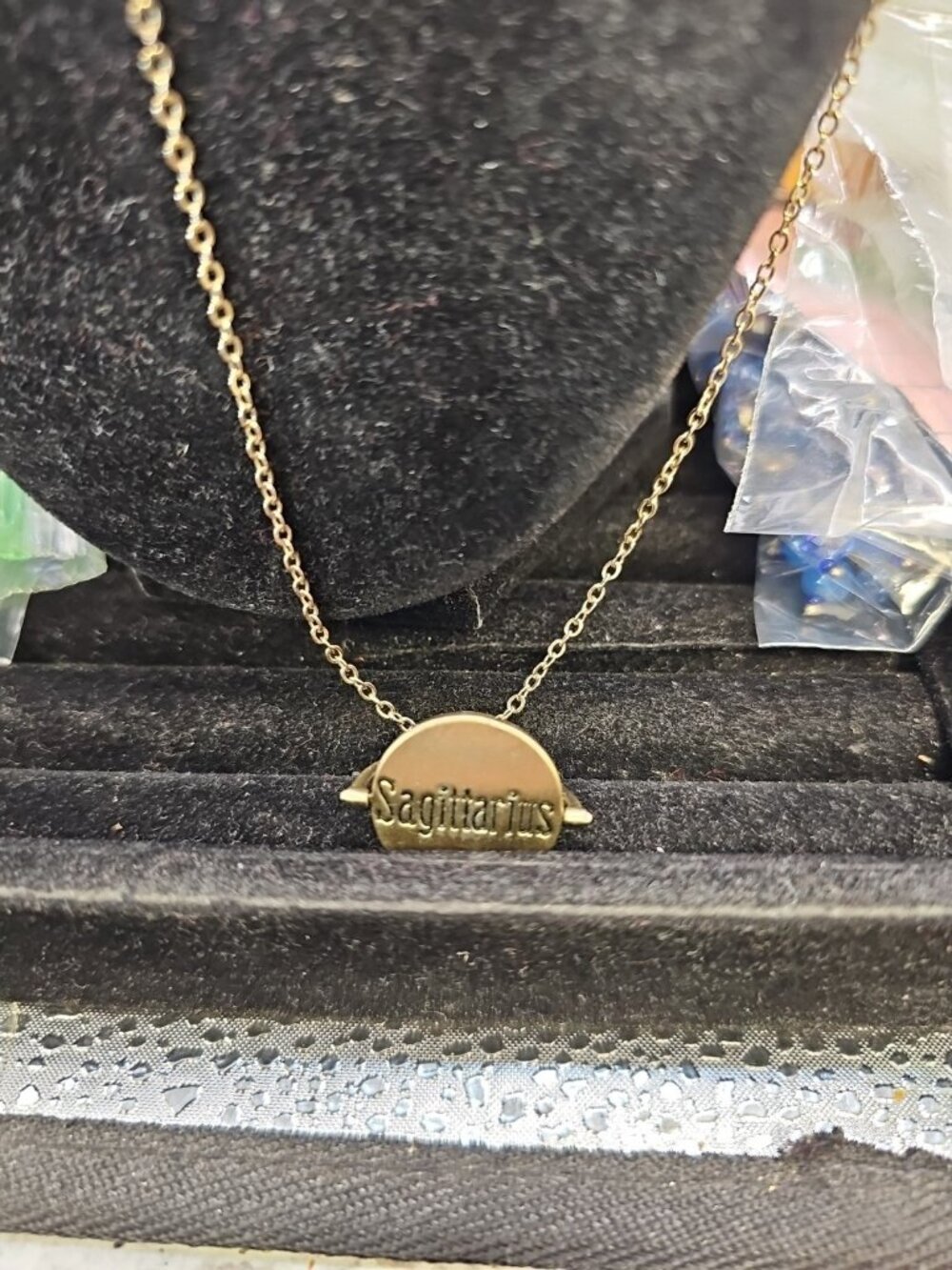 Necklace 22"inch Gold-tone Sagittarius Flip To Constellation With Crystal's...